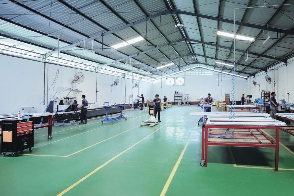 The Surabaya floor — saws, routers and assembly benches under one roof.